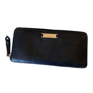 Cole‎ Haan Black Pebbled Leather Travel Zip Wallet Designer Neutral
